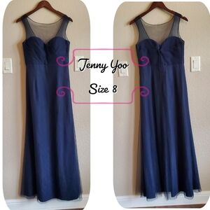 Jenny Yoo collection Navy blue formal maxi dress, size 8, prom, bridesmaid